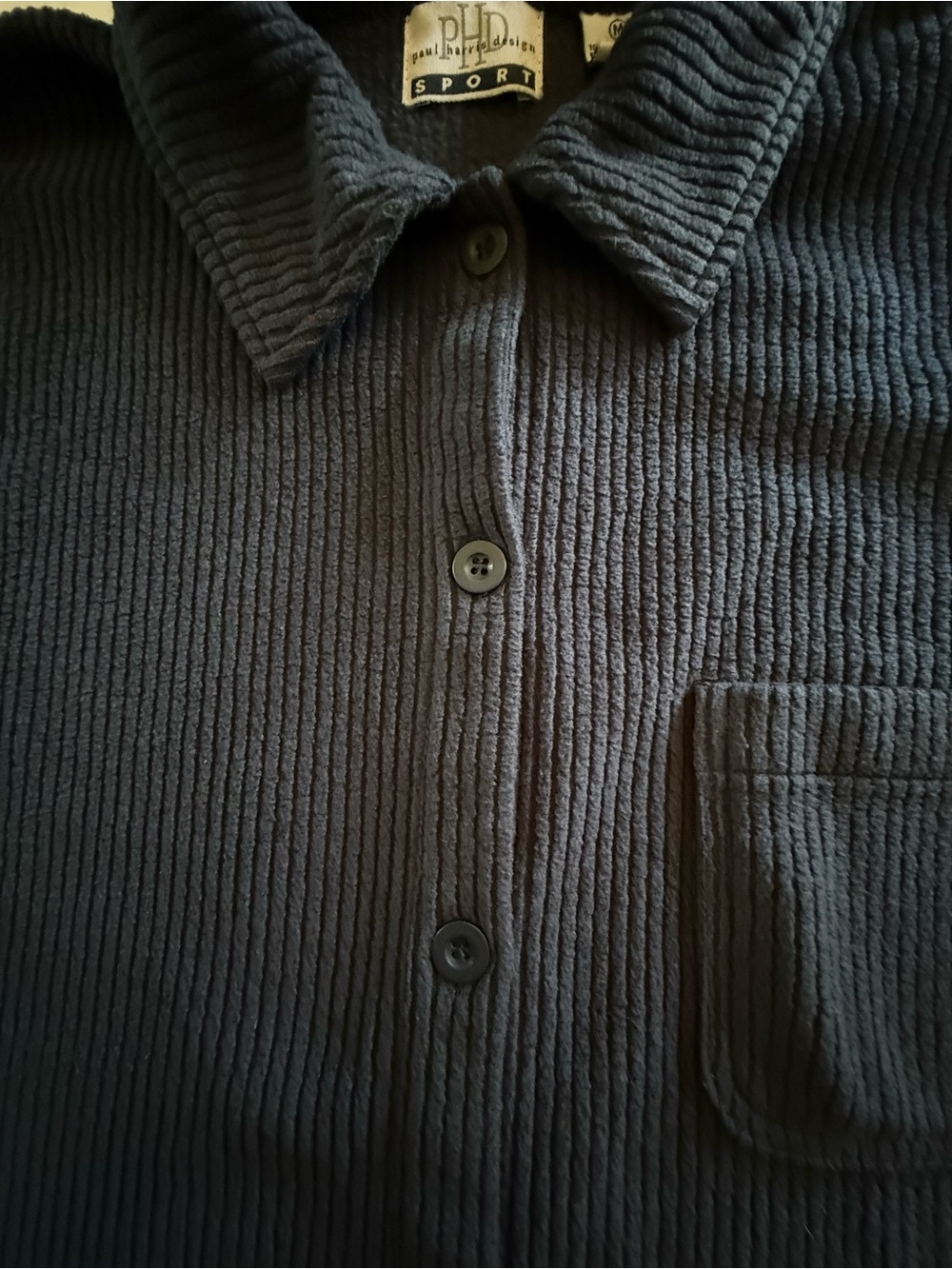 VTG 90's Paul Harris Design Sport Corduroy Shirt Jacket Dark Navy Blue Shacket - Picture 4 of 11